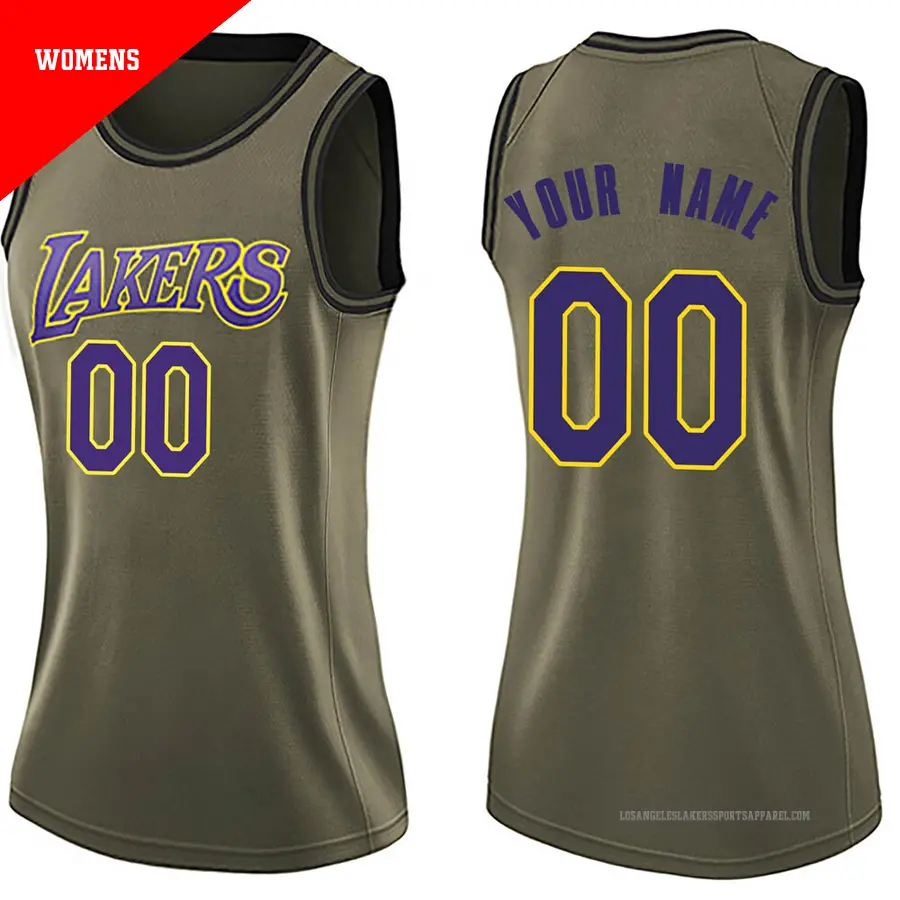 ＃00 Women's Custom Los Angeles Lakers Green Swingman Salute to Service Jersey