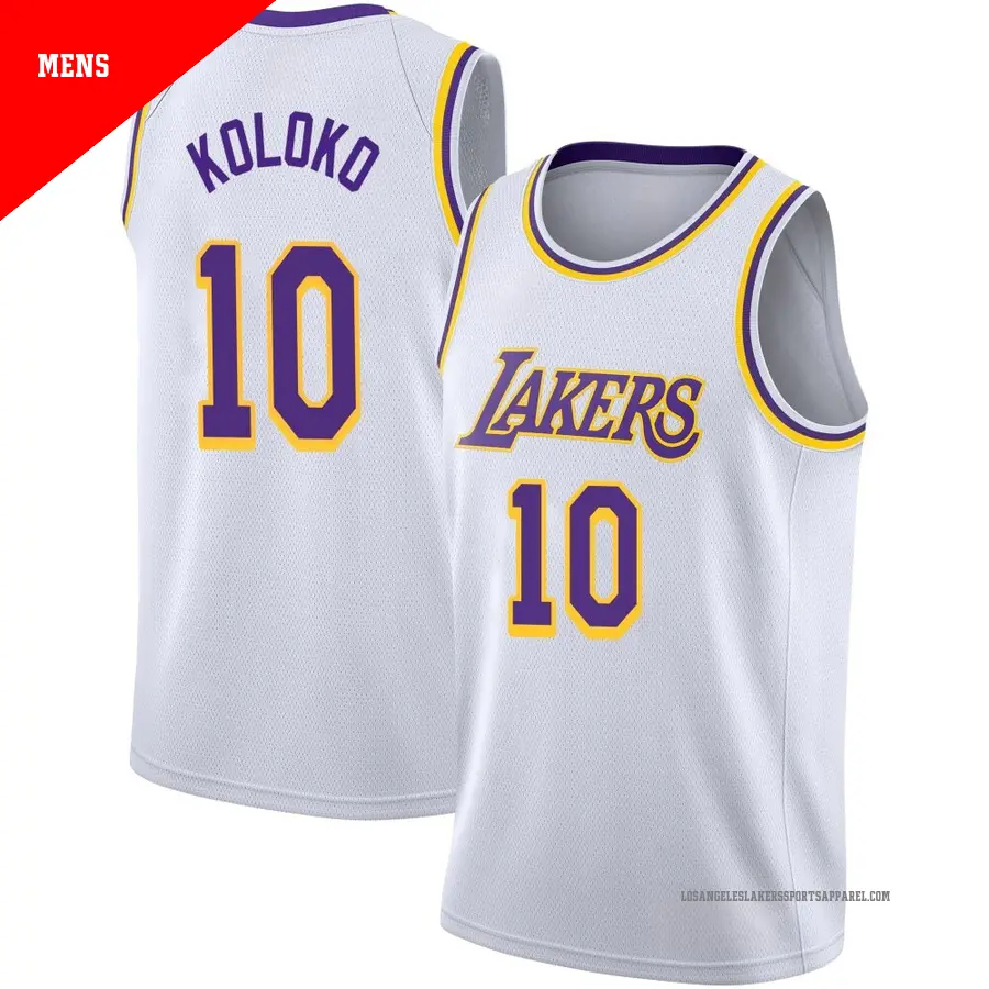＃10 Men's Christian Koloko Los Angeles Lakers 2020/21 Swingman White JerseyAssociation Edition