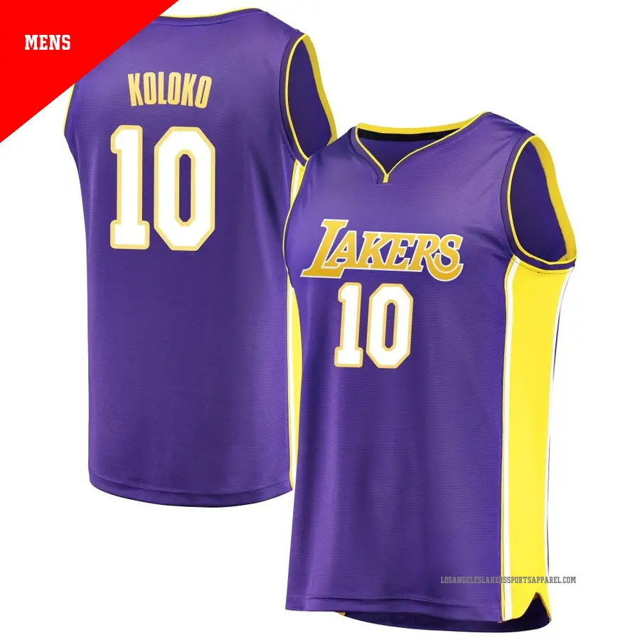 ＃10 Men's Christian Koloko Los Angeles Lakers Purple Fast Break JerseyStatement Edition