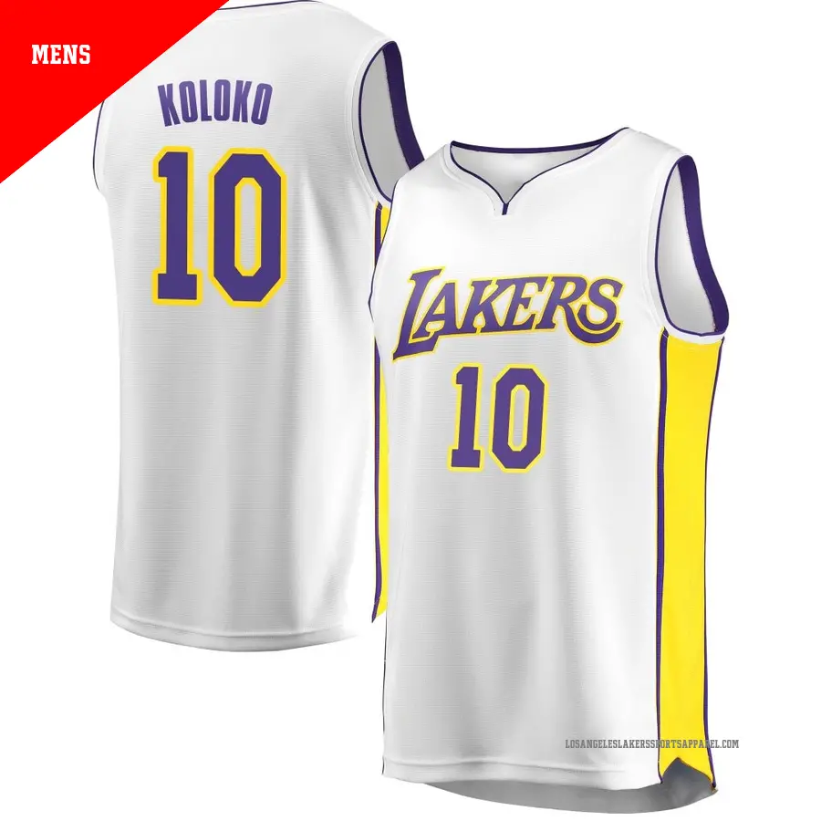＃10 Men's Christian Koloko Los Angeles Lakers White Fast Break JerseyAssociation Edition