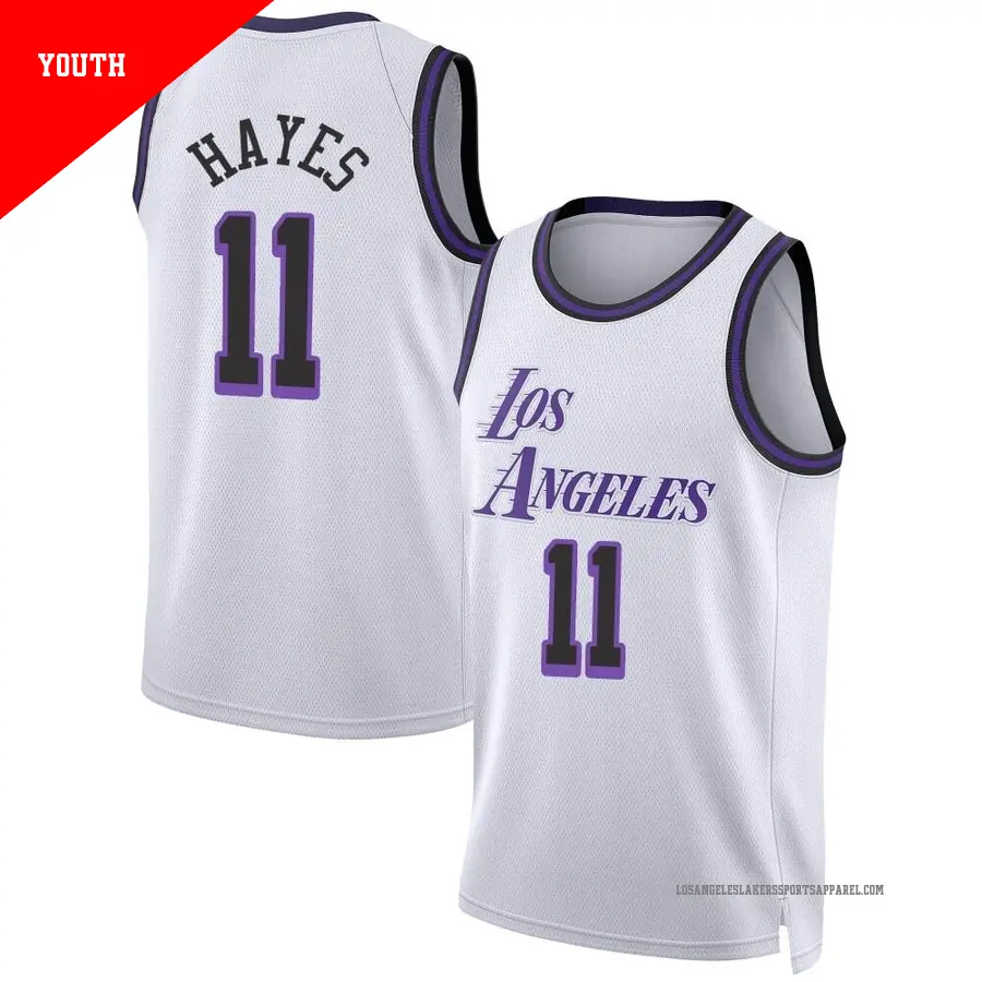 ＃11 Youth Jaxson Hayes Los Angeles Lakers 2022/23 Swingman White City Edition Jersey