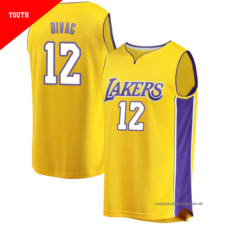＃12 Youth Vlade Divac Los Angeles Lakers Gold Fast Break JerseyIcon Edition