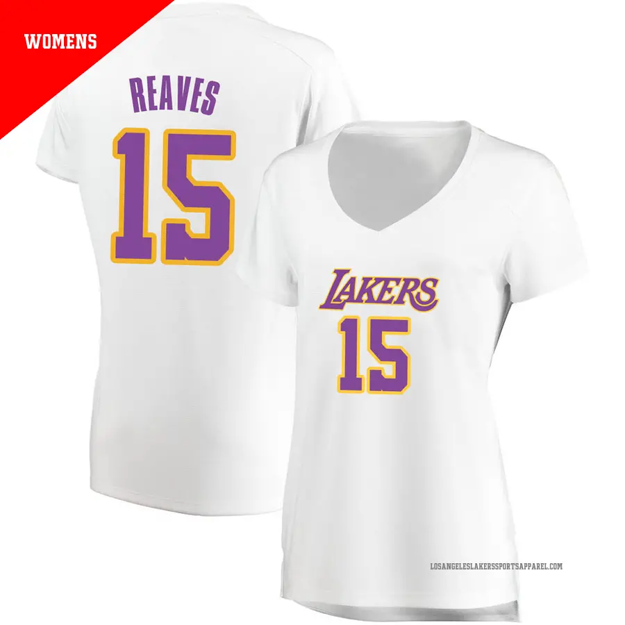 ＃15 Women's Austin Reaves Los Angeles Lakers White Fast Break JerseyAssociation Edition