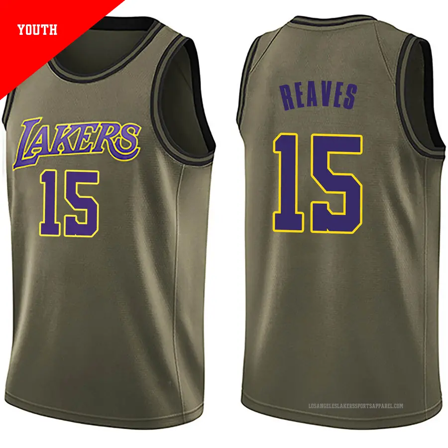 ＃15 Youth Austin Reaves Los Angeles Lakers Green Swingman Salute to Service Jersey
