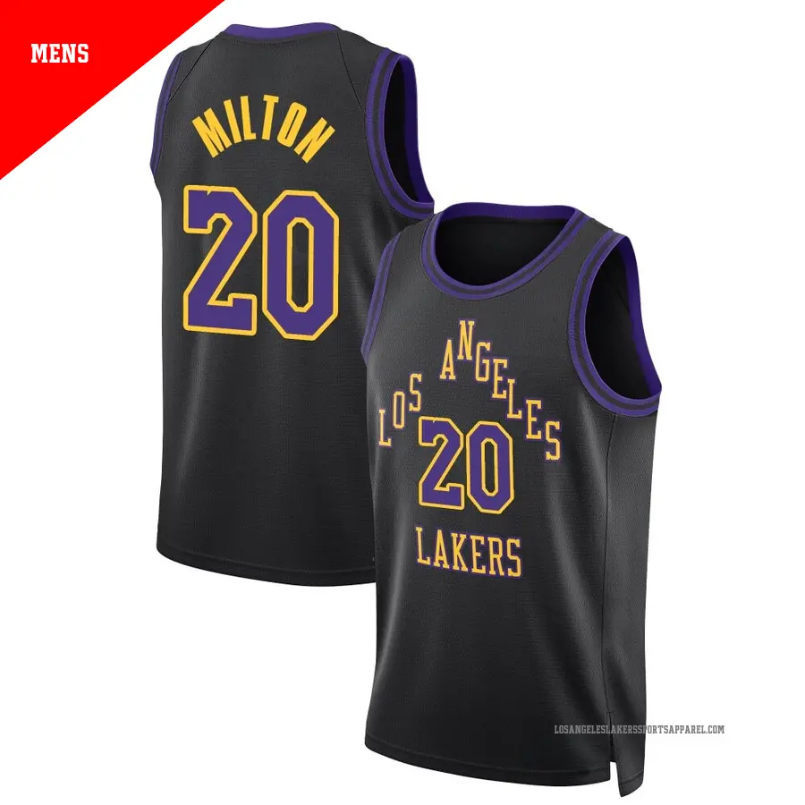 ＃20 Men's Shake Milton Los Angeles Lakers 2023/24 Swingman Black City Edition Jersey
