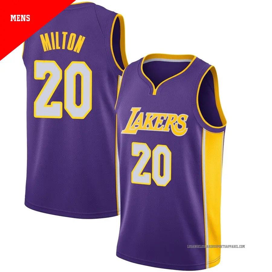 ＃20 Men's Shake Milton Los Angeles Lakers Purple Swingman JerseyStatement Edition