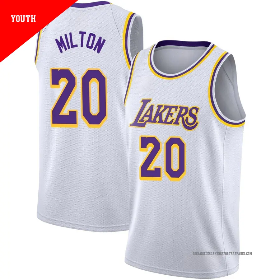 ＃20 Youth Shake Milton Los Angeles Lakers 2020/21 Swingman White JerseyAssociation Edition