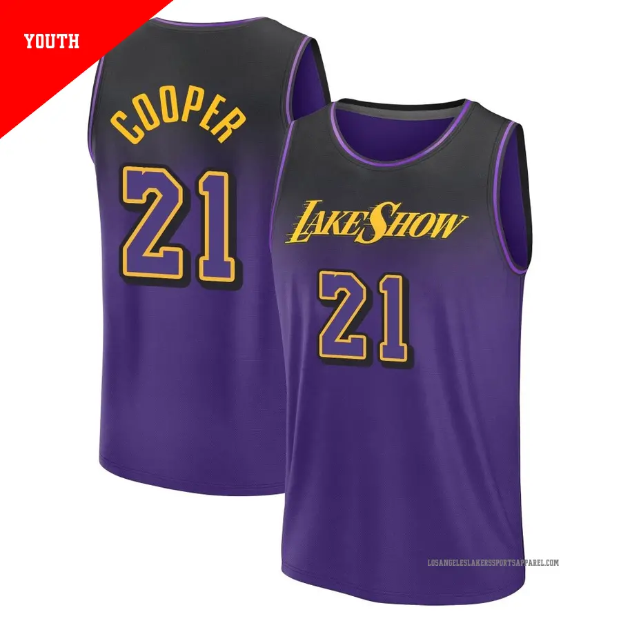 ＃21 Youth Michael Cooper Los Angeles Lakers 2024/25 Fast Break Fanatics Purple City Edition Jersey