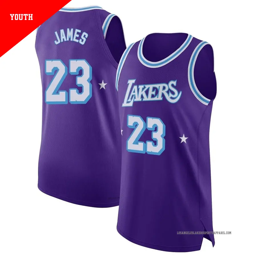 ＃23 Youth LeBron James Los Angeles Lakers 2021/22 Authentic Purple JerseyCity Edition