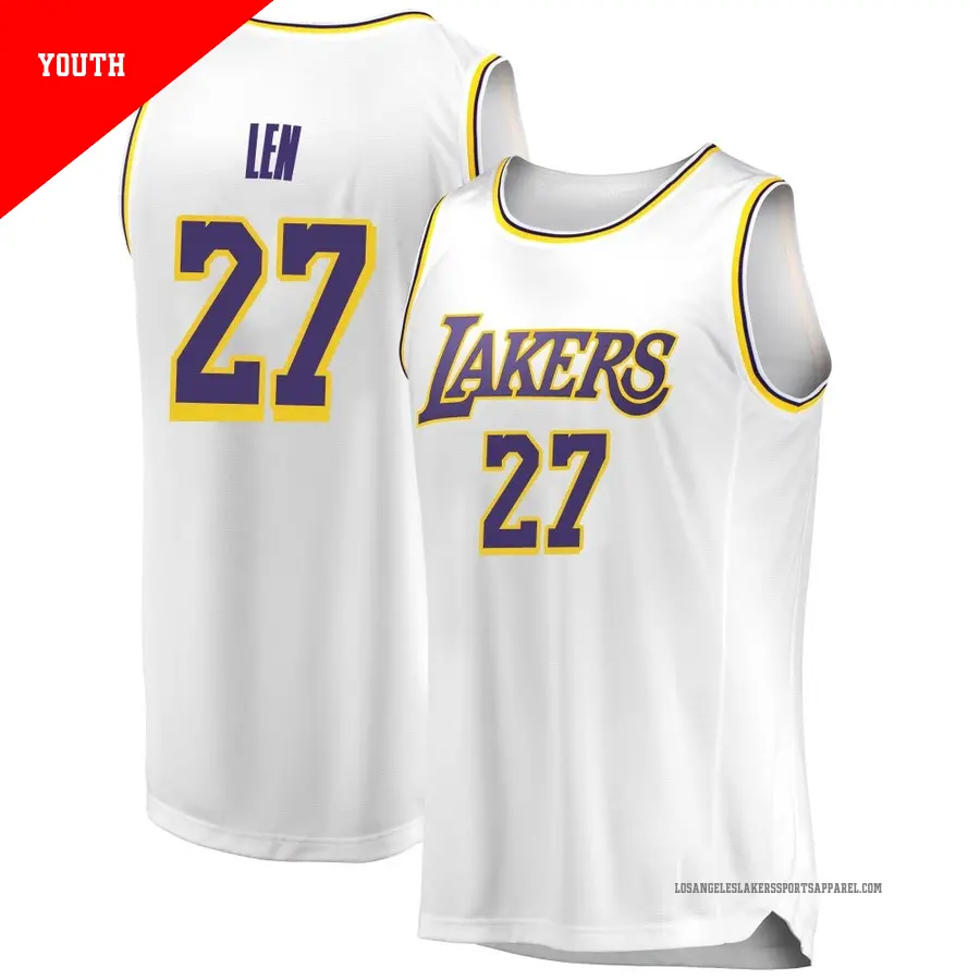＃27 Youth Alex Len Los Angeles Lakers 2018/19 Swingman White JerseyAssociation Edition