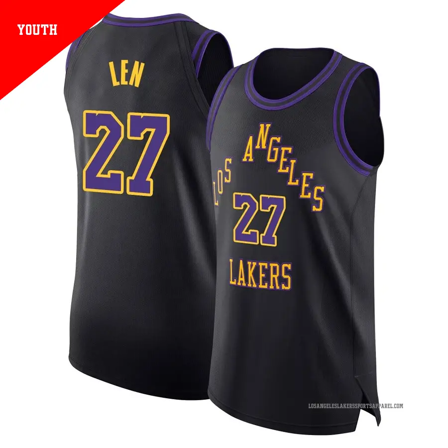 ＃27 Youth Alex Len Los Angeles Lakers 2023/24 Authentic Black City Edition Jersey