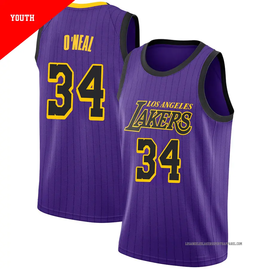 ＃34 Youth Shaquille O'Neal Los Angeles Lakers 2018/19 Swingman Purple JerseyCity Edition