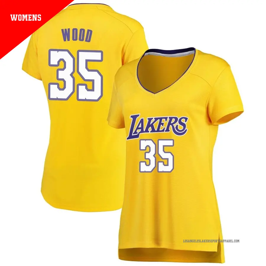 ＃35 Women's Christian Wood Los Angeles Lakers Gold Fast Break JerseyIcon Edition
