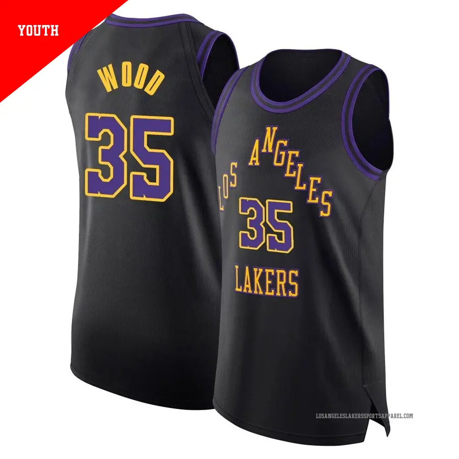 ＃35 Youth Christian Wood Los Angeles Lakers 2023/24 Authentic Black City Edition Jersey