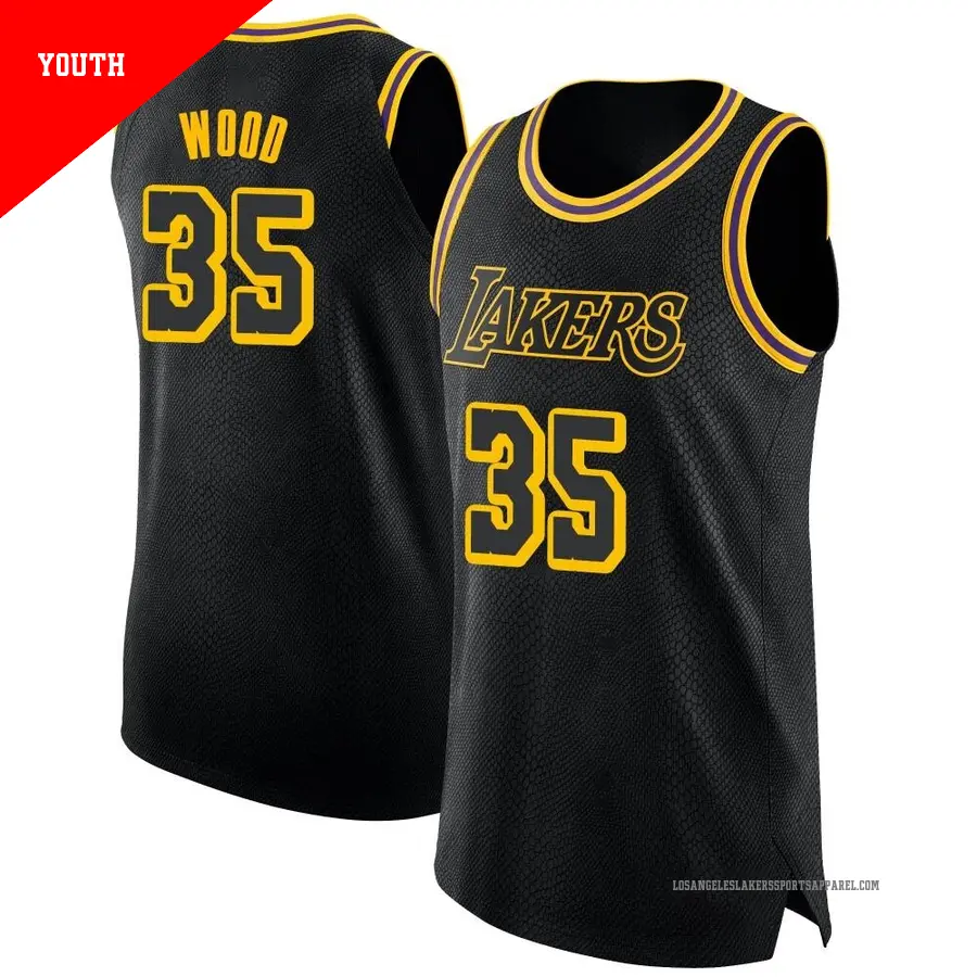 ＃35 Youth Christian Wood Los Angeles Lakers Black Swingman JerseyCity Edition