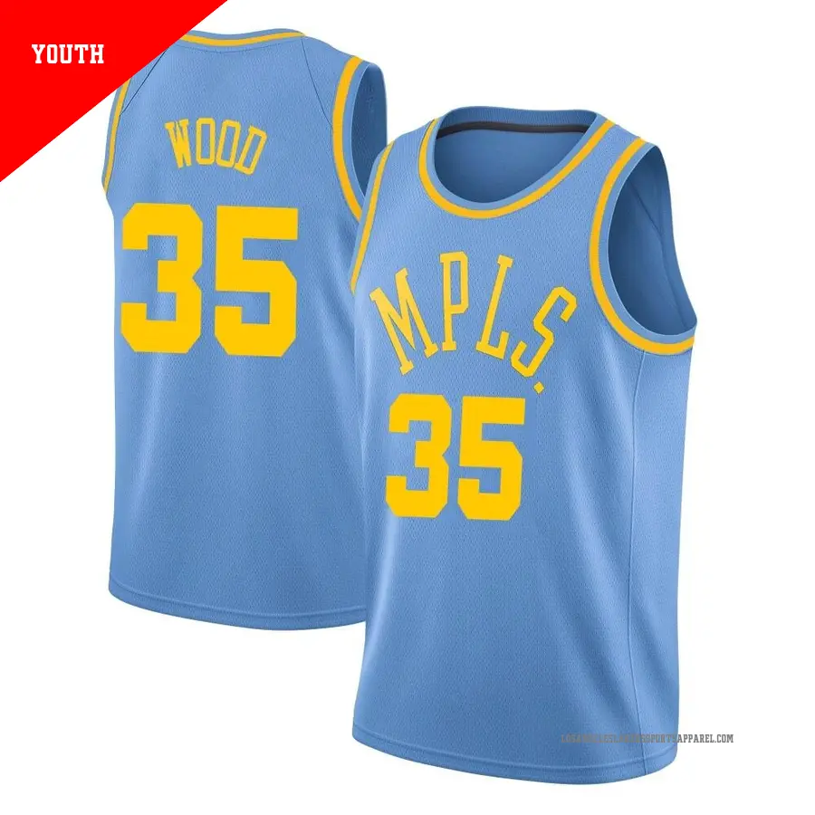 ＃35 Youth Christian Wood Los Angeles Lakers Blue Swingman Hardwood Classics Jersey