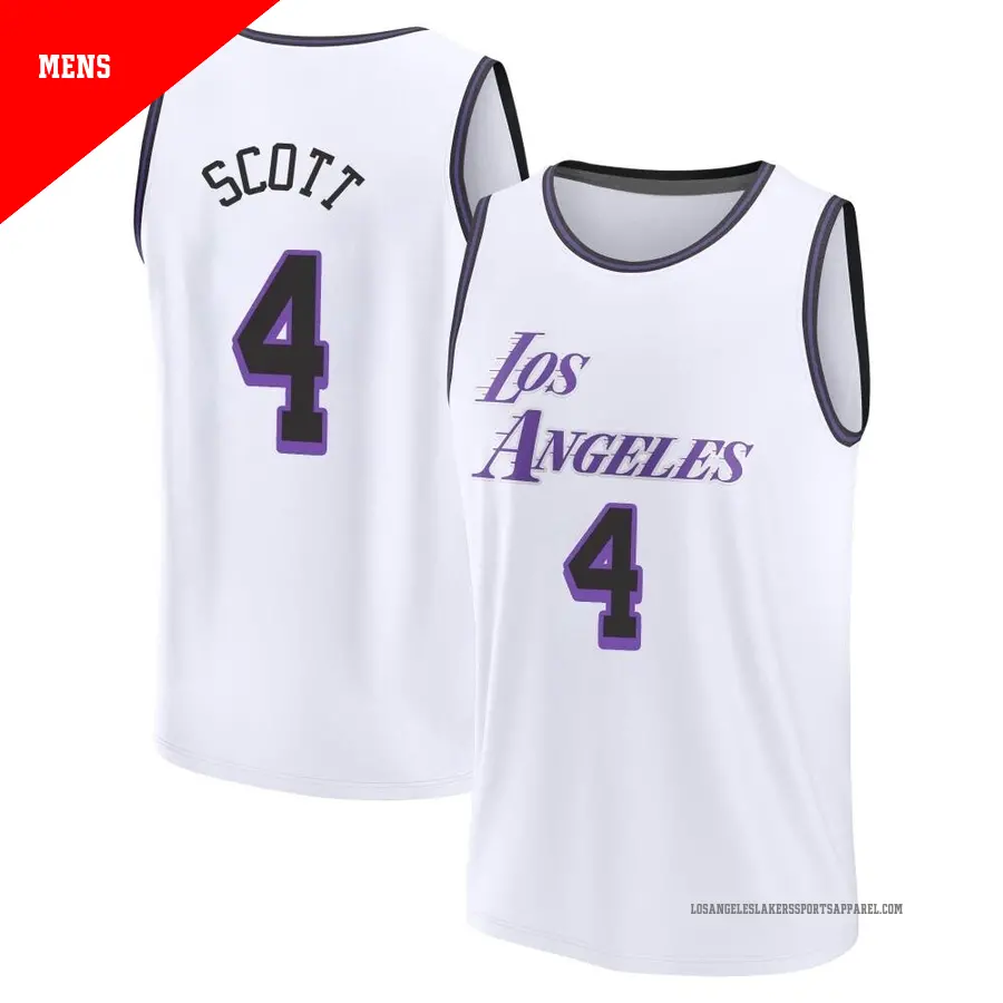 ＃4 Men's Byron Scott Los Angeles Lakers 2022/23 Fast Break White City Edition Jersey