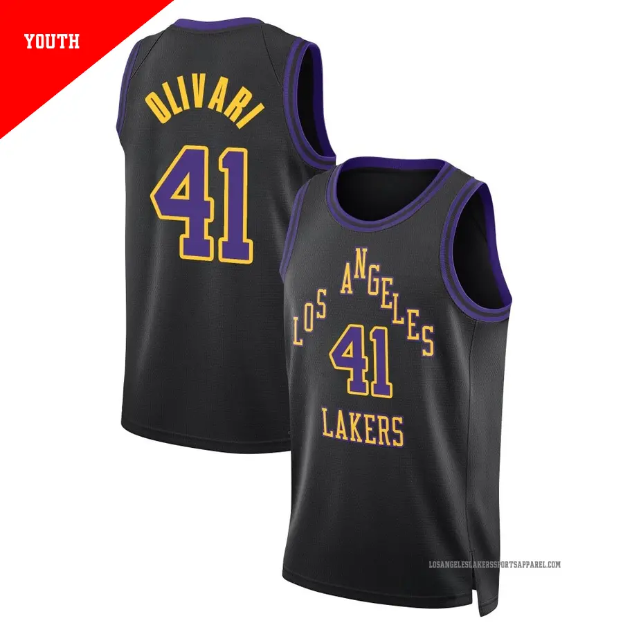 ＃41 Youth Quincy Olivari Los Angeles Lakers 2023/24 Swingman Black City Edition Jersey