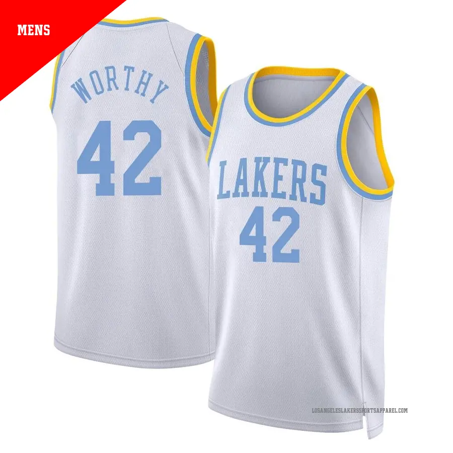 ＃42 Men's James Worthy Los Angeles Lakers 2022/23 Swingman White Classic Edition Jersey