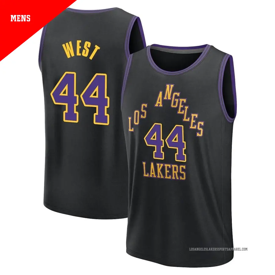＃44 Men's Jerry West Los Angeles Lakers 2023/24 Fast Break Black City Edition Jersey