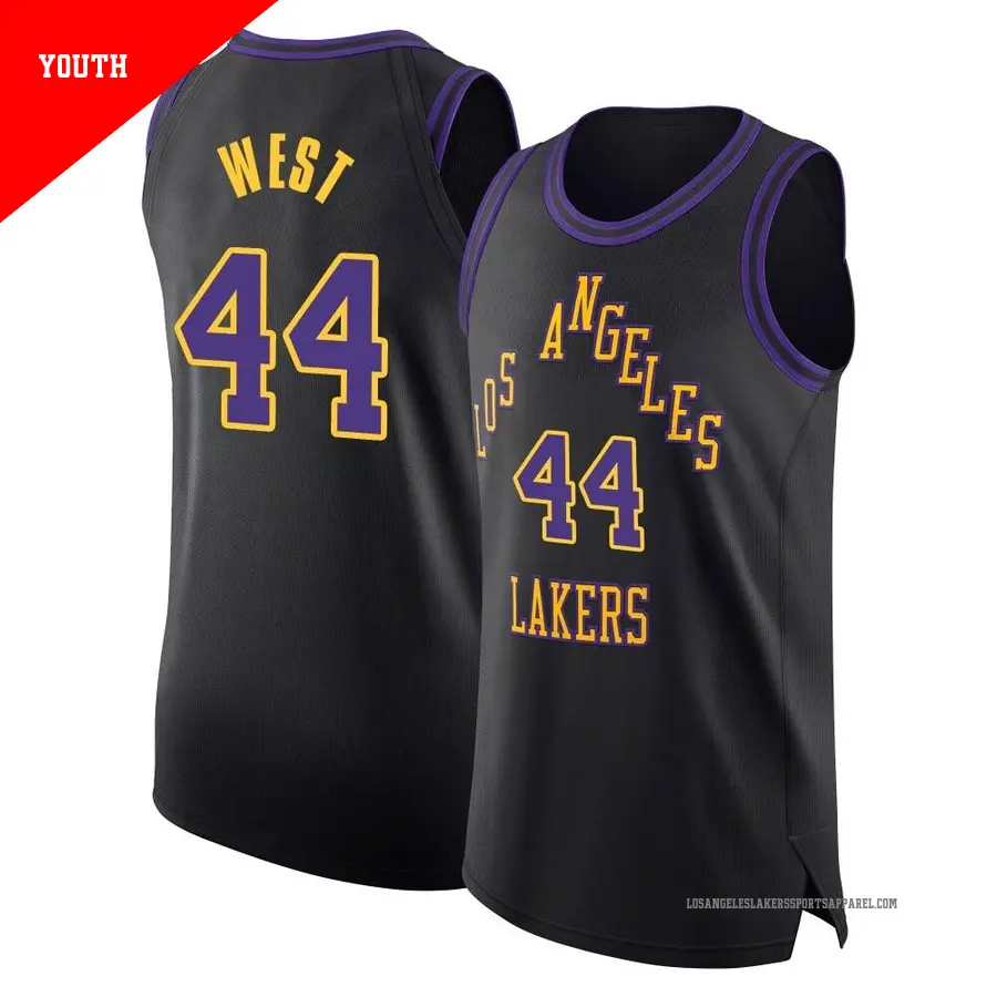 ＃44 Youth Jerry West Los Angeles Lakers 2023/24 Authentic Black City Edition Jersey