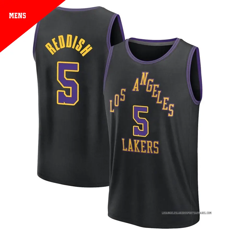 ＃5 Men's Cam Reddish Los Angeles Lakers 2023/24 Fast Break Black City Edition Jersey
