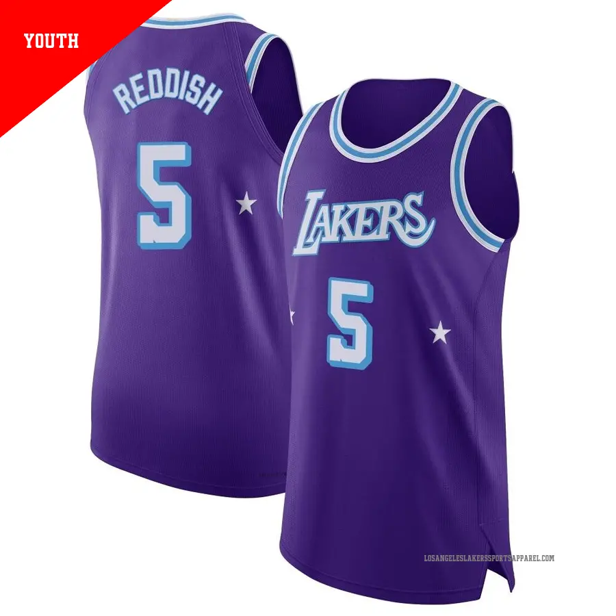 ＃5 Youth Cam Reddish Los Angeles Lakers 2021/22 Authentic Purple JerseyCity Edition