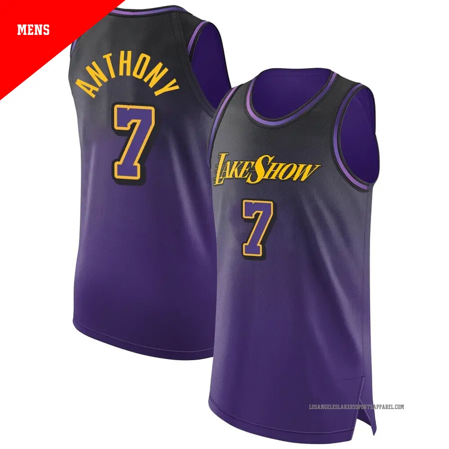 ＃7 Men's Carmelo Anthony Los Angeles Lakers 2024/25 Authentic Purple City Edition Jersey