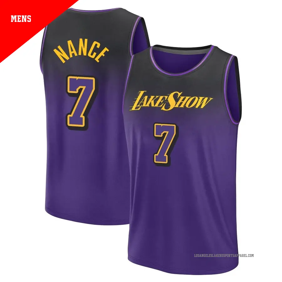 ＃7 Men's Larry Nance Los Angeles Lakers 2024/25 Fast Break Fanatics Purple City Edition Jersey