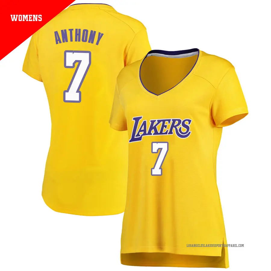 ＃7 Women's Carmelo Anthony Los Angeles Lakers Gold Fast Break JerseyIcon Edition