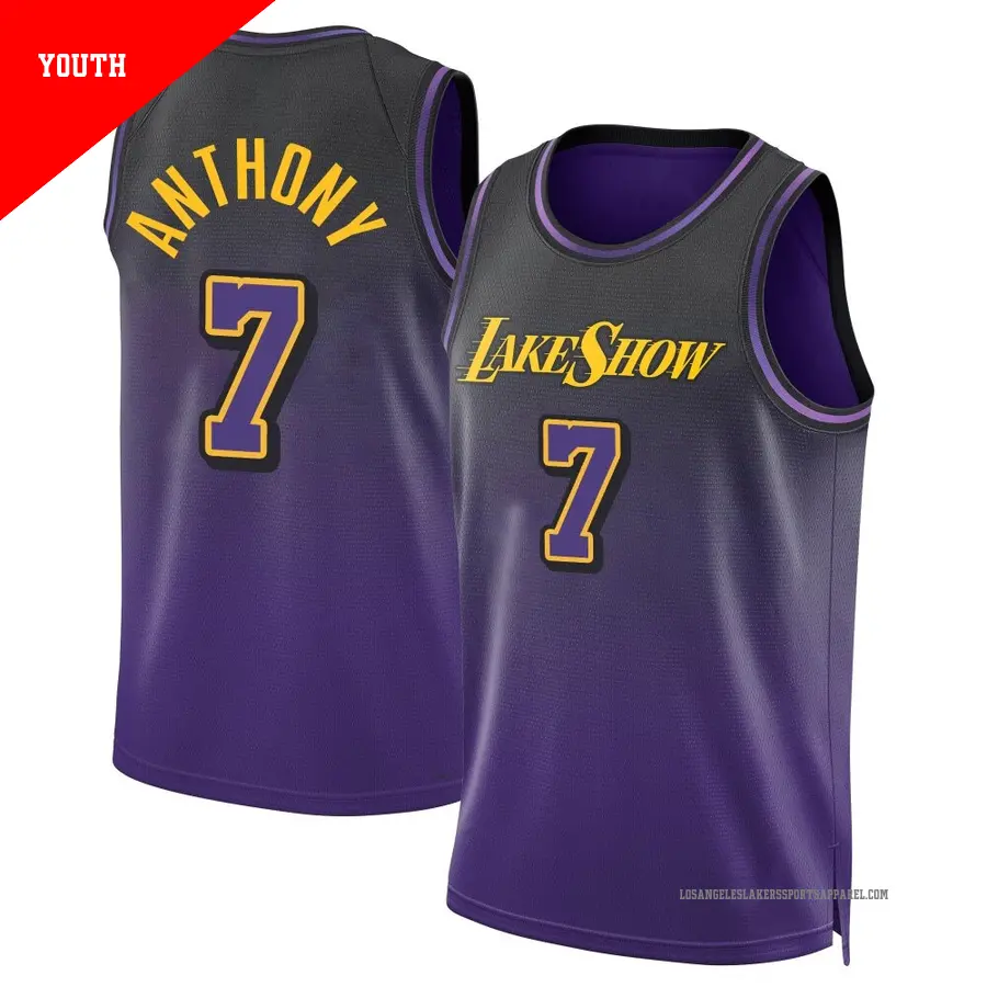 ＃7 Youth Carmelo Anthony Los Angeles Lakers 2024/25 Swingman Purple City Edition Jersey
