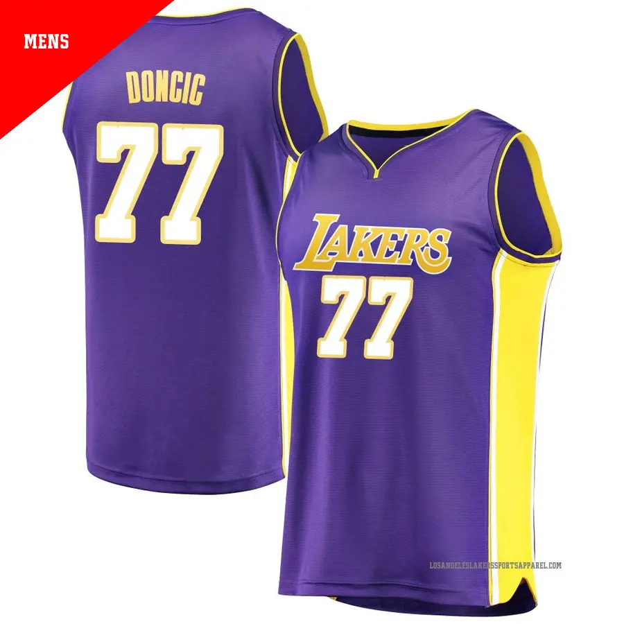 ＃77 Men's Luka Doncic Los Angeles Lakers Purple Fast Break JerseyStatement Edition