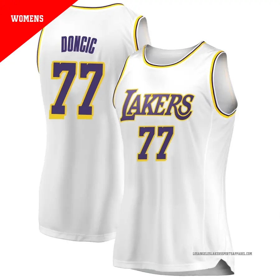 ＃77 Women's Luka Doncic Los Angeles Lakers 2018/19 Swingman White JerseyAssociation Edition