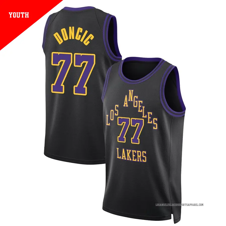 ＃77 Youth Luka Doncic Los Angeles Lakers 2023/24 Swingman Black City Edition Jersey