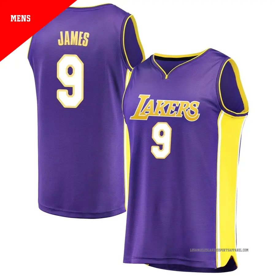 ＃9 Men's Bronny James Los Angeles Lakers Purple Fast Break JerseyStatement Edition