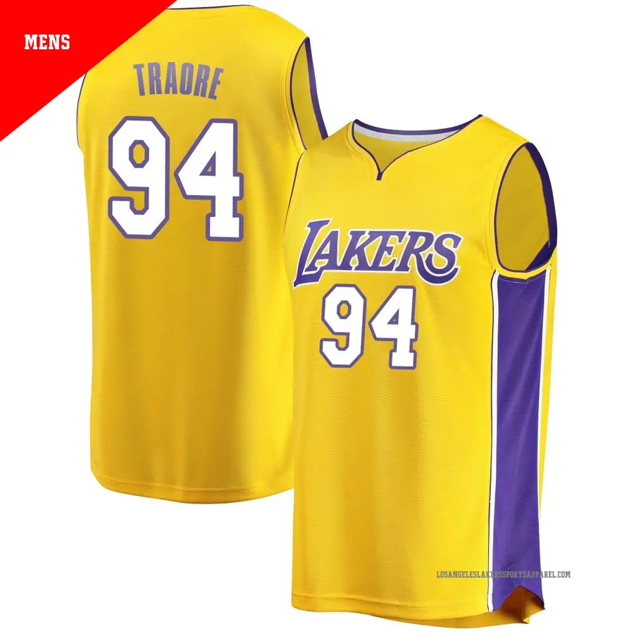 ＃94 Men's Armel Traore Los Angeles Lakers Gold Fast Break JerseyIcon Edition
