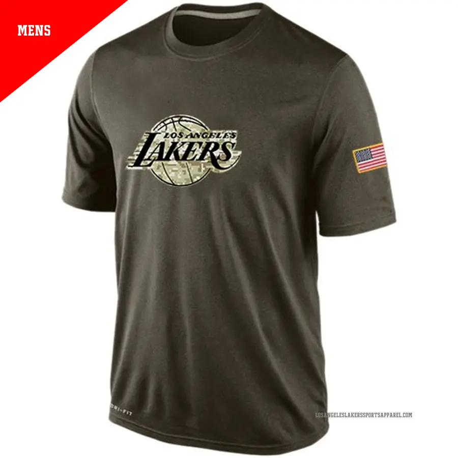Men's Los Angeles Lakers Olive Salute To Service KO Performance Dri-FIT T-Shirt